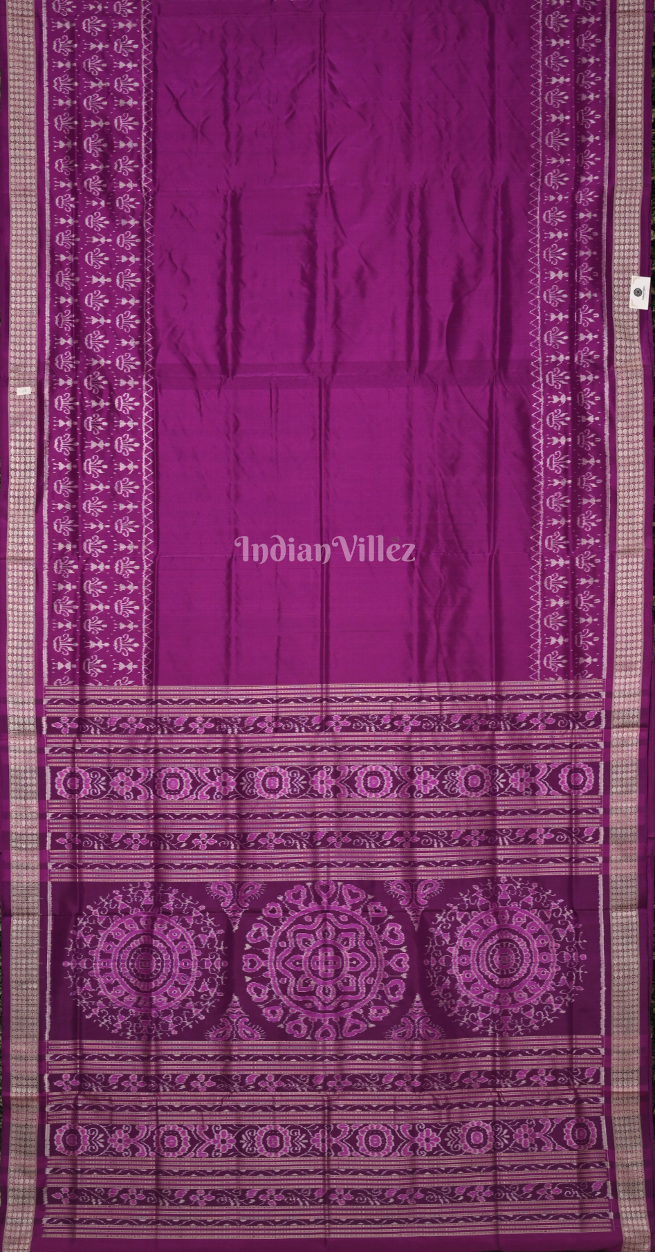 Purple Tribal Theme Odisha Ikat Sambalpuri Silk Saree with Tribal Jhoti Anchal