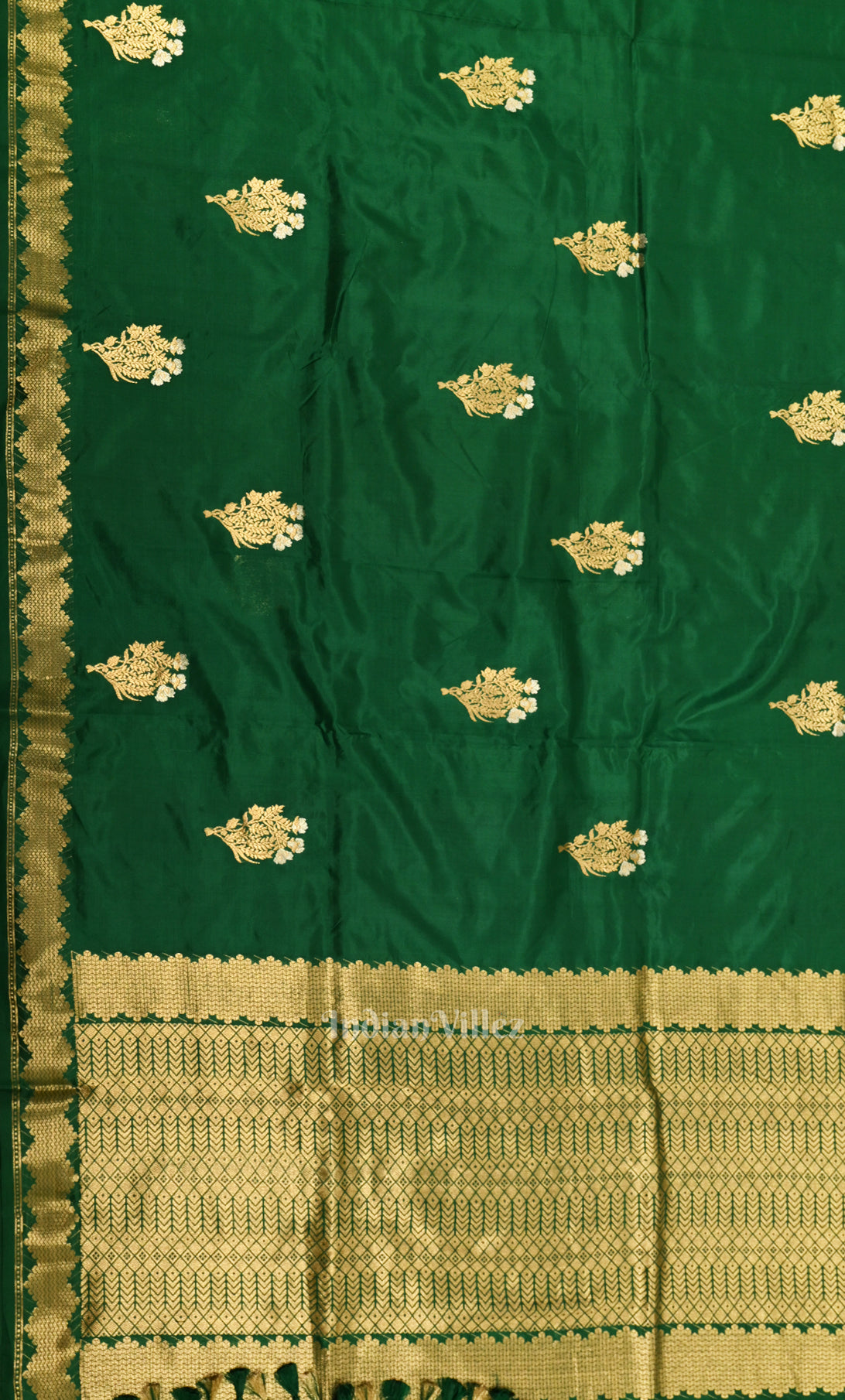 Forest Green Pure Katan Silk Banarasi Saree 