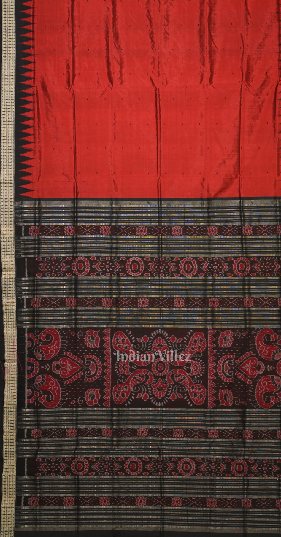 Maroon Black Buti Design Odisha Ikat Bomkai Silk Saree