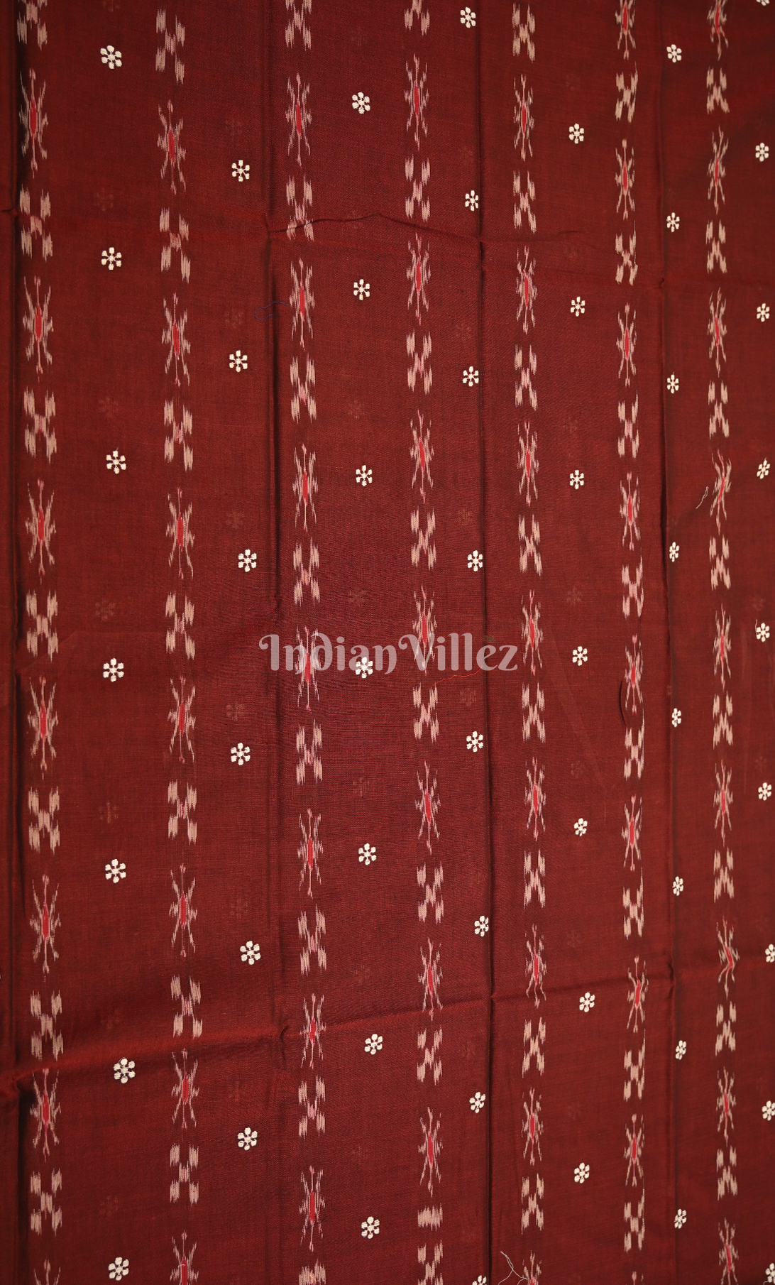 Maroon Cream Flower Pasapali Odisha Ikat Sambalpuri Cotton Dress set with Dupatta 