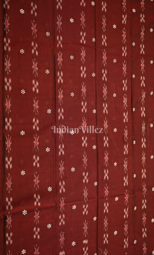 Maroon Cream Flower Pasapali Odisha Ikat Sambalpuri Cotton Dress set with Dupatta 