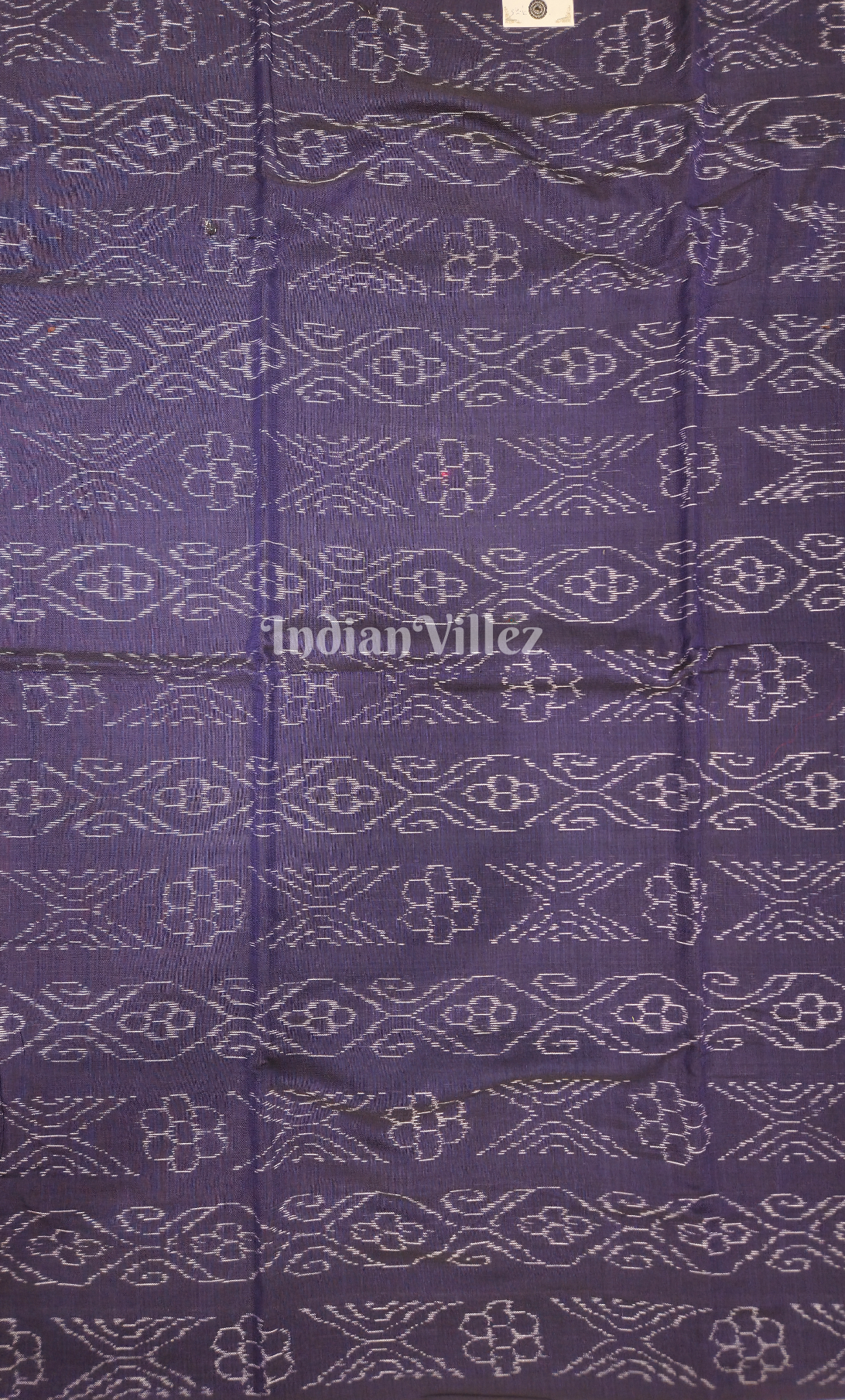 Navy Blue Floral Pasapali Design Odisha Ikat Sambalpuri Cotton Fabric