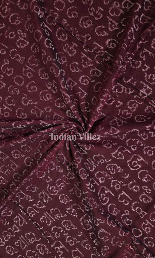 Coffee Odiya Barnamala Sambalpuri Ikat Cotton Fabric