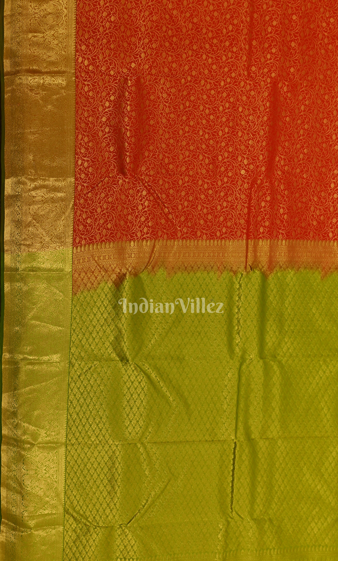 Red Green Brocade Pure Kanjivaram Silk Saree