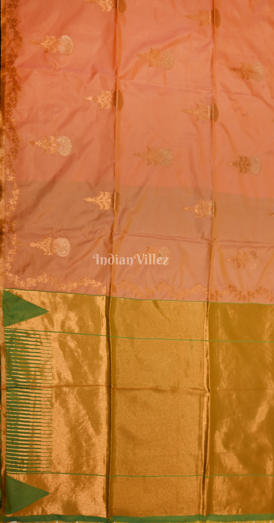 Orange Gold Designer Two Tone Silk Saree With Zari Work 