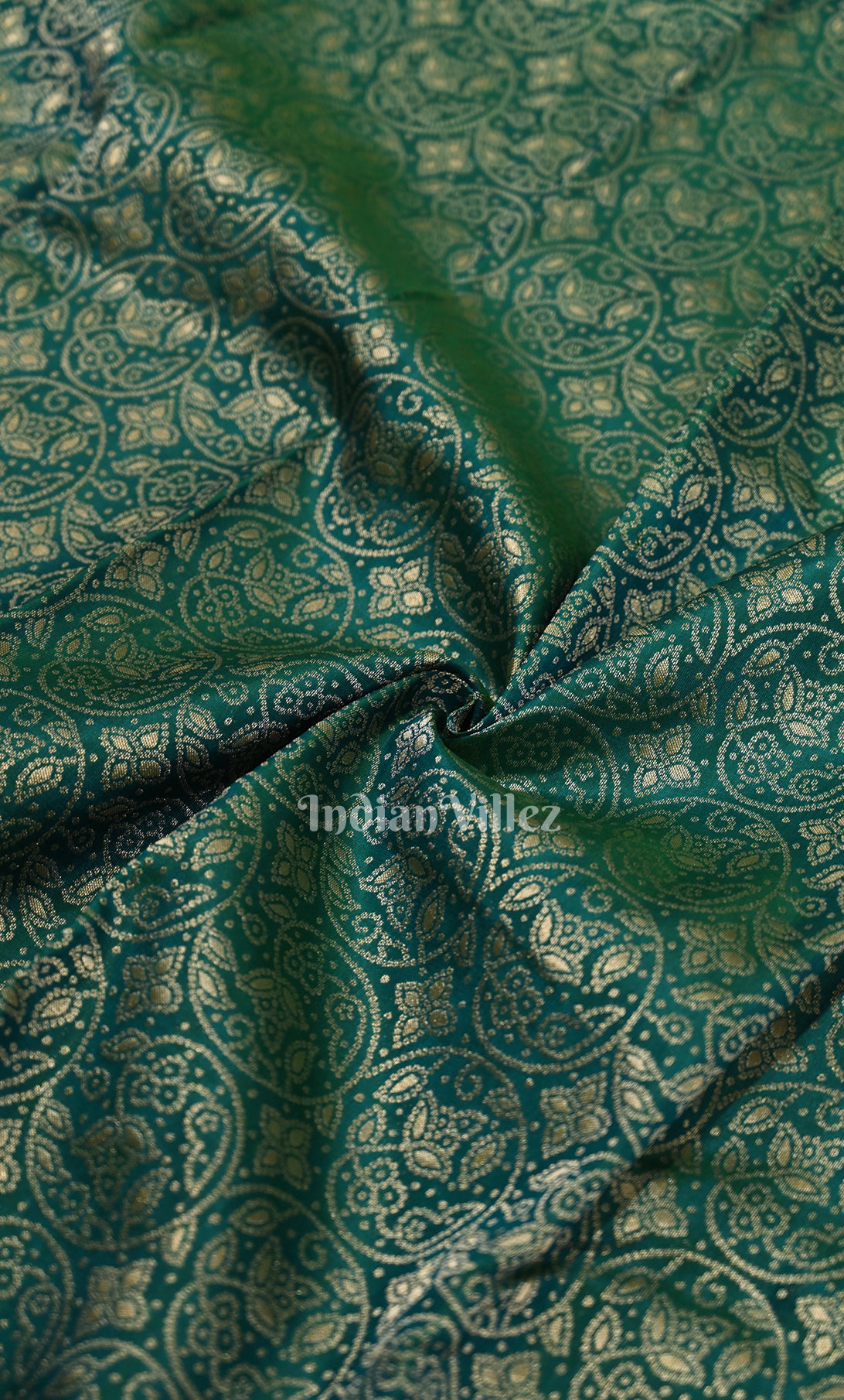 Rama Green Floral Brocade Pure Kanjivaram Silk Saree 