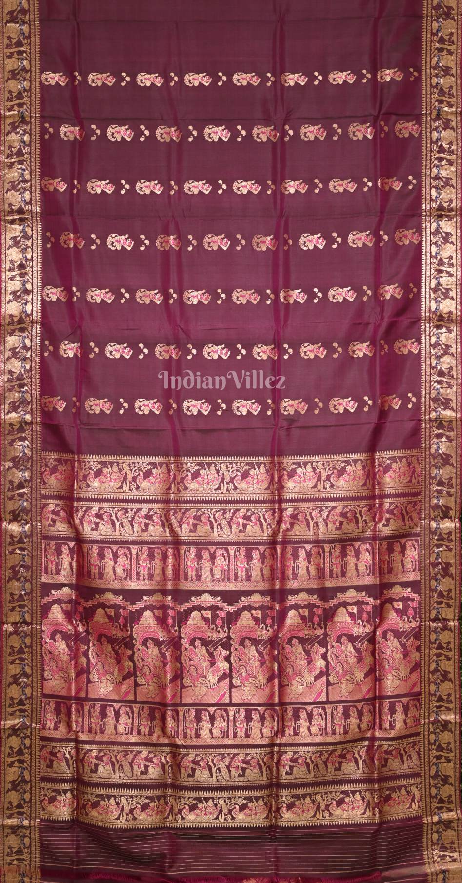 Maroon Handwoven Baluchari Silk Saree 