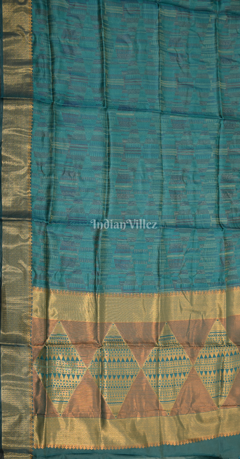 Peacock  Blue Handloom Two Tone Organza Weaving Banarasi Saree