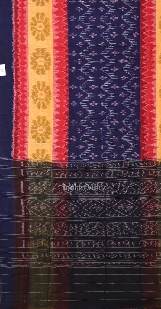 Blue Red Yellow (BRY) Odisha Ikat Maniabandha Cotton Saree