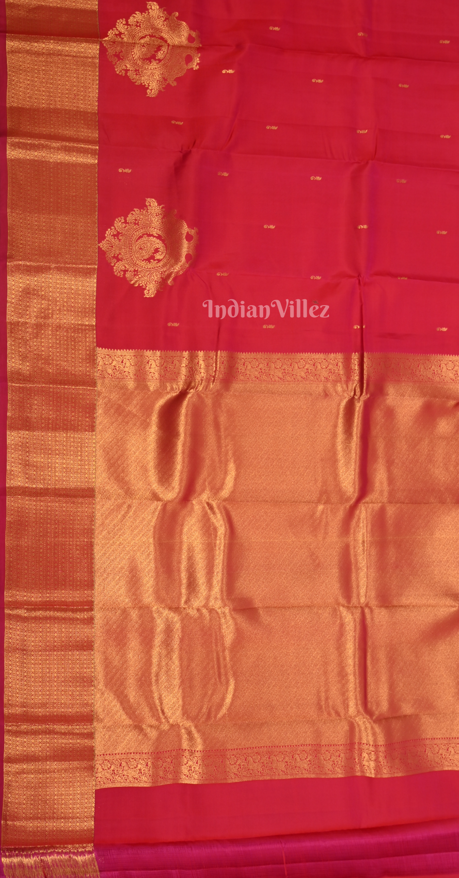 Raspberry Pink  Floral Pure Brocade Kanjivaram Silk Saree