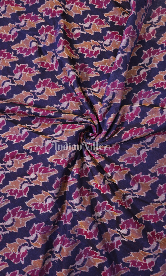 Purple Leaf Motif Odisha Ikat Sambalpuri Cotton Fabric