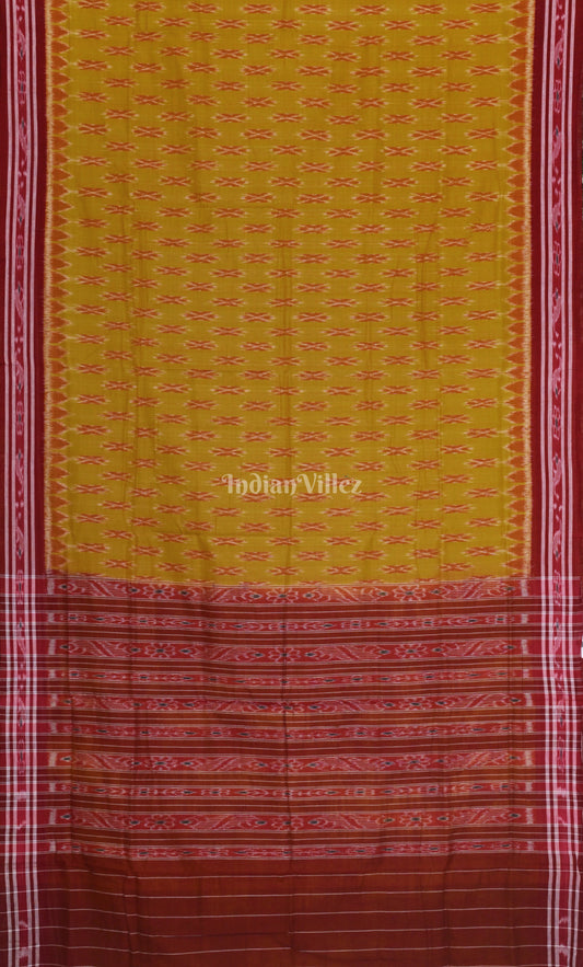 Mehendi Green Maroon Odisha Ikat Maniabandha Cotton Saree 