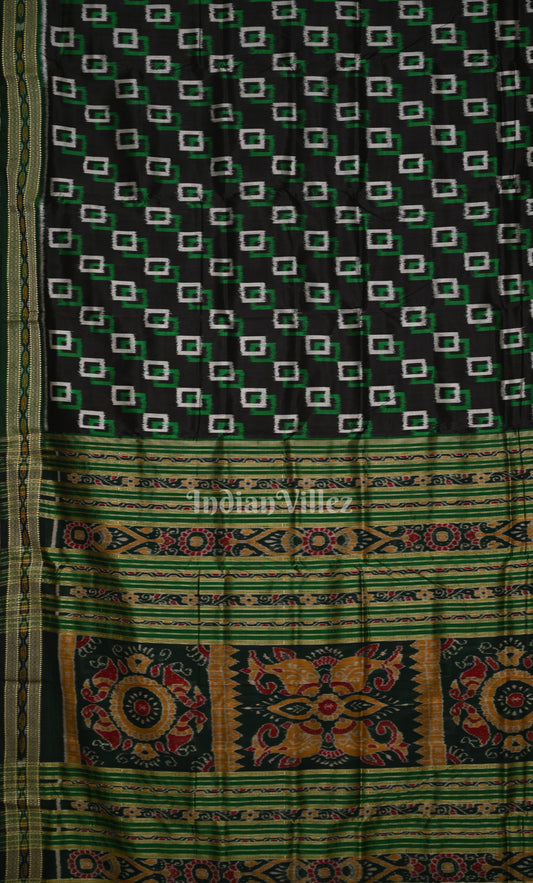 Black Green Odisha Ikat Khandua Silk Saree