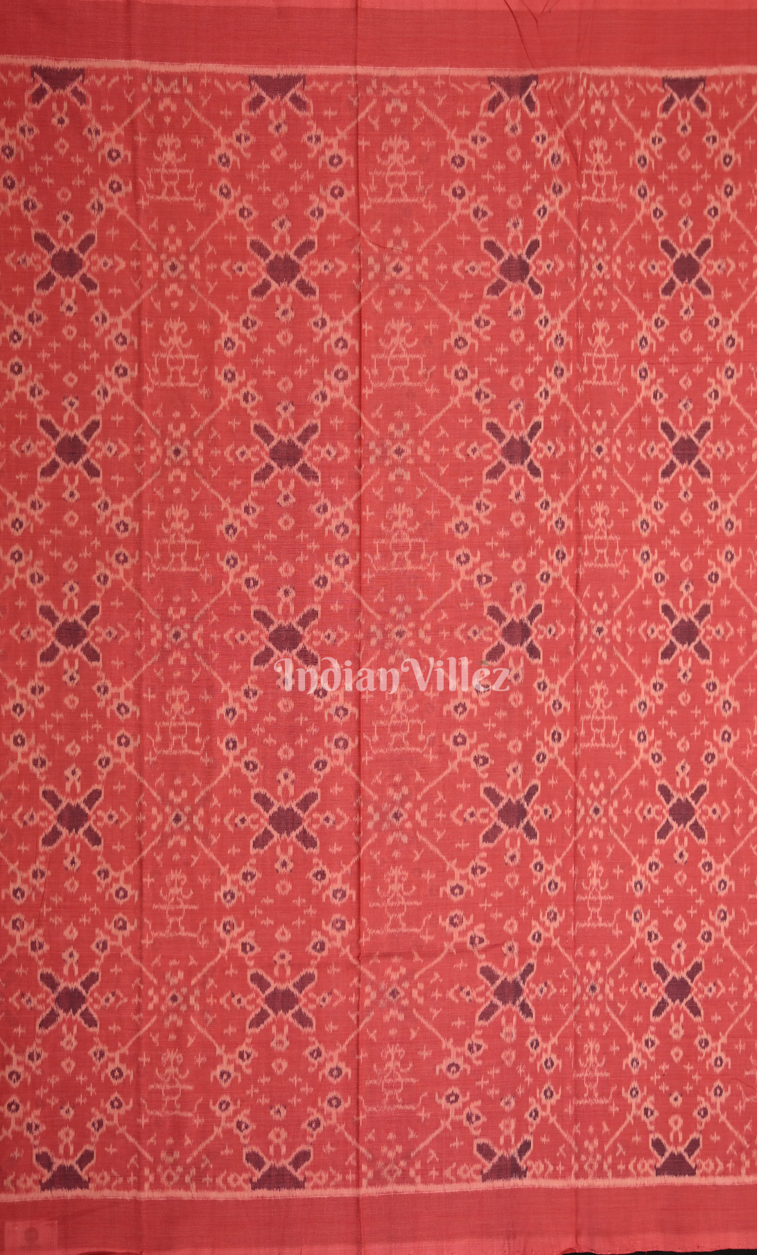 Red Coffee Tribal Design Odisha Ikat Sambalpuri Dress Set & Dupatta