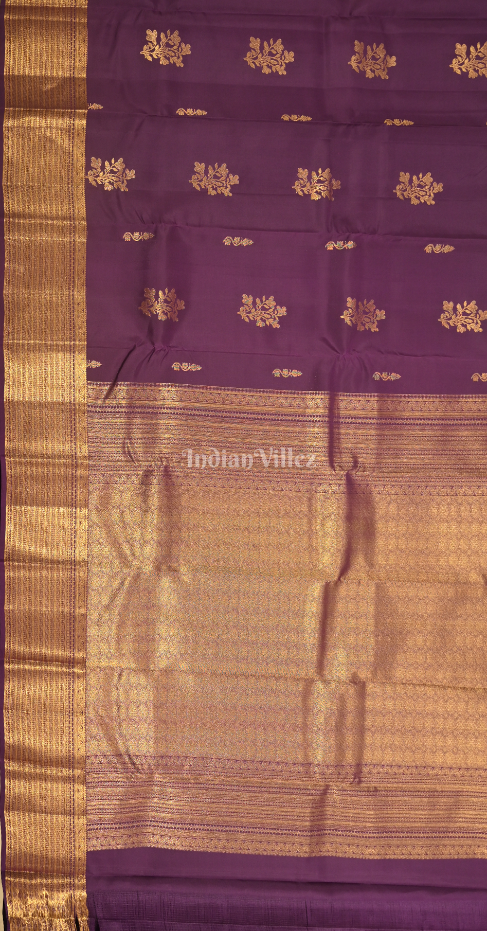 Purple Golden Floral Brocade Pure Kanjivaram Silk Saree