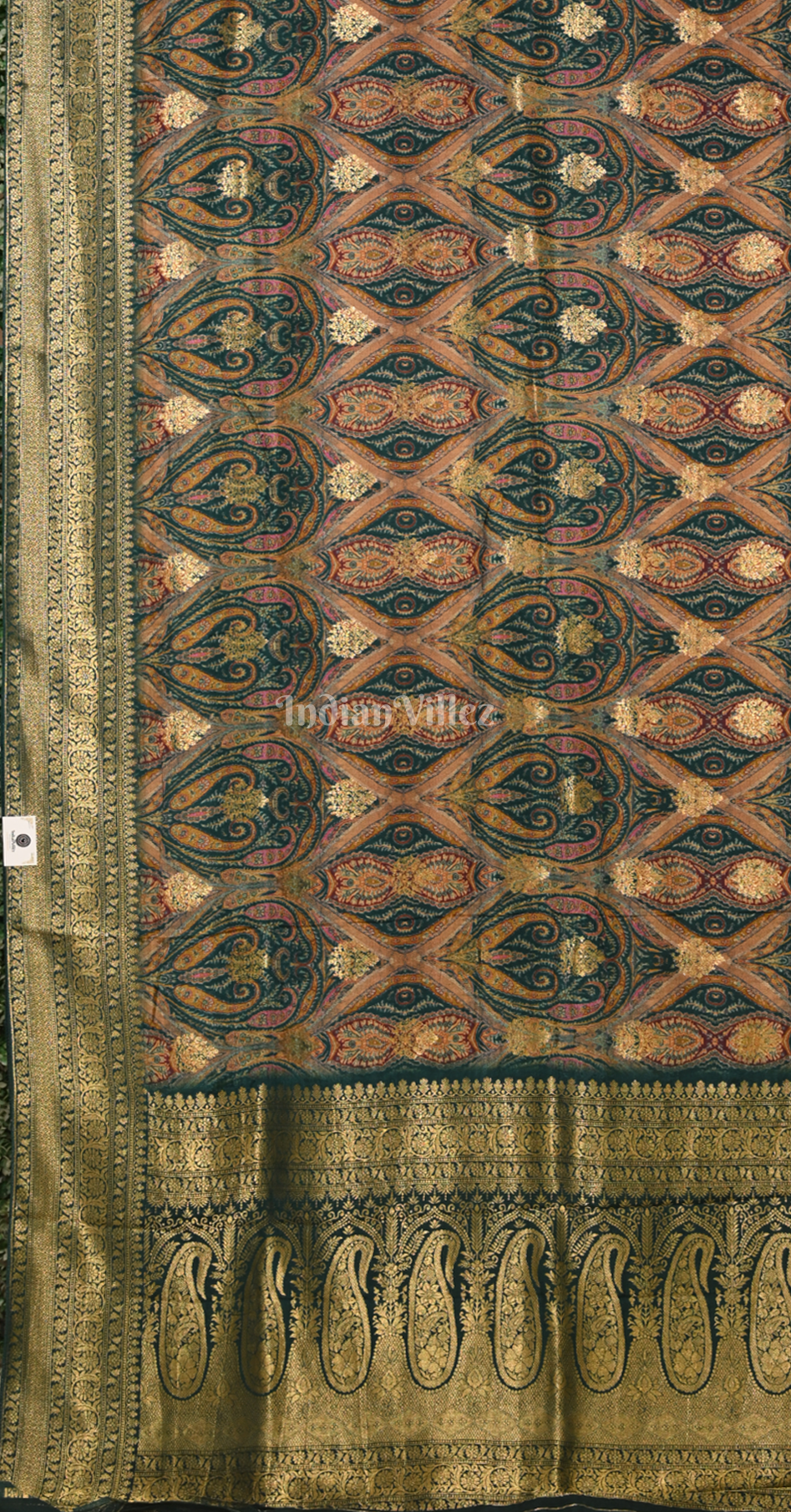 Green Banarasi Silk Saree with Kashmiri Embroidery Work
