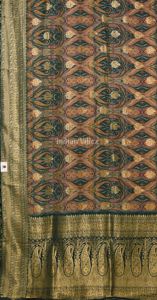 Green Banarasi Silk Saree with Kashmiri Embroidery Work