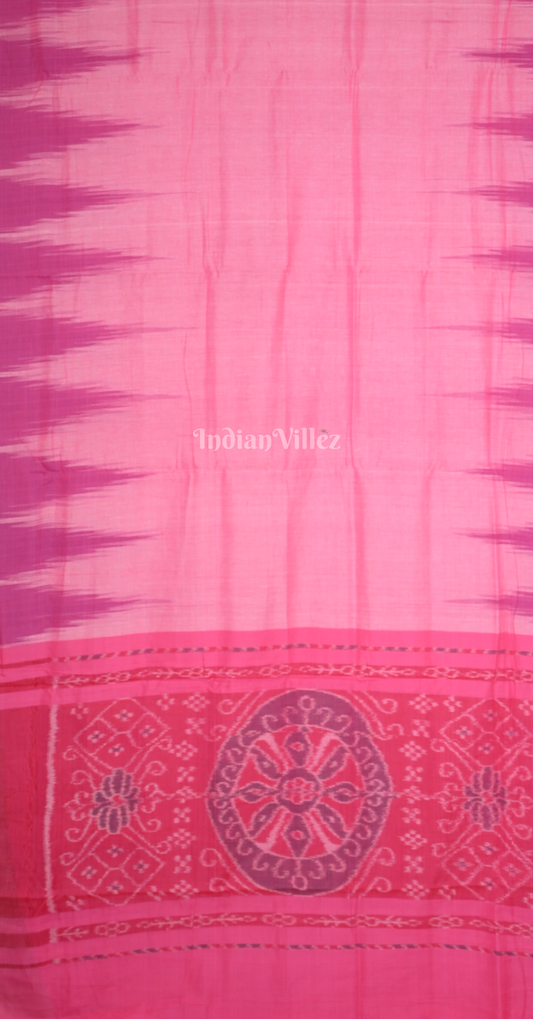 Pink Red Kargil Kumbha Odisha Handloom Maniabandha Cotton Saree 