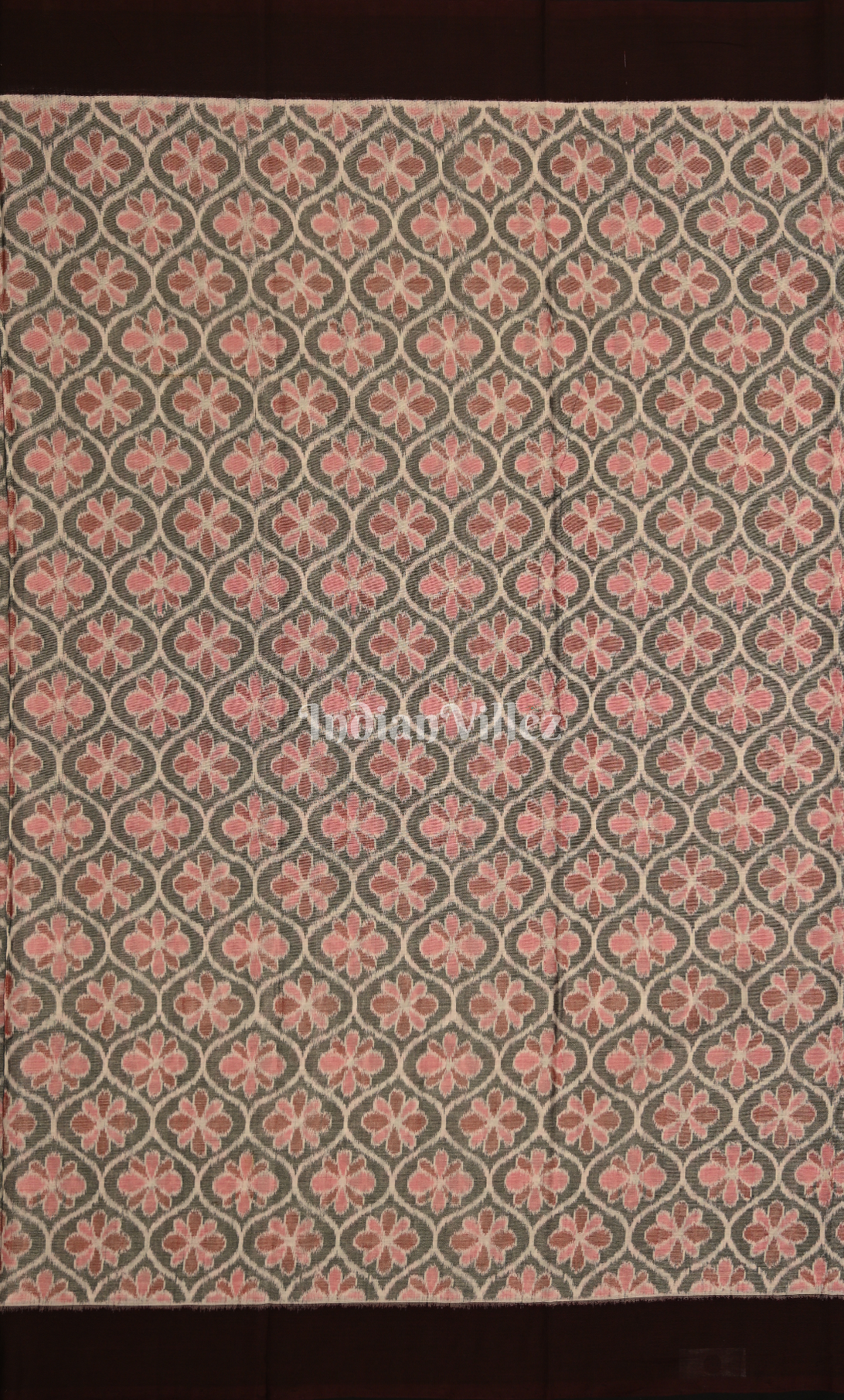 Grey Pink Floral Odisha Ikat  Sambalpuri Dress Set & Dupatta