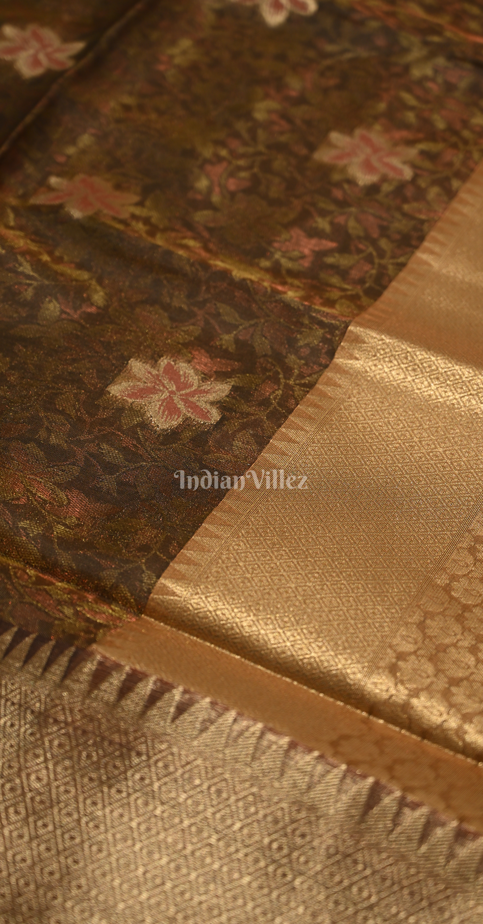 Maroon Two Tone Tissue Organza Weaving Saree