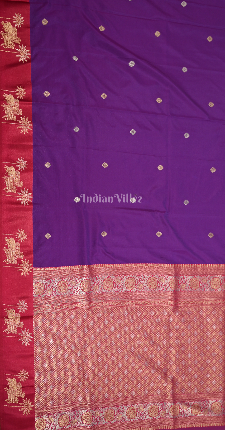 Purple Magenta Soft Silk Floral Butta Saree 