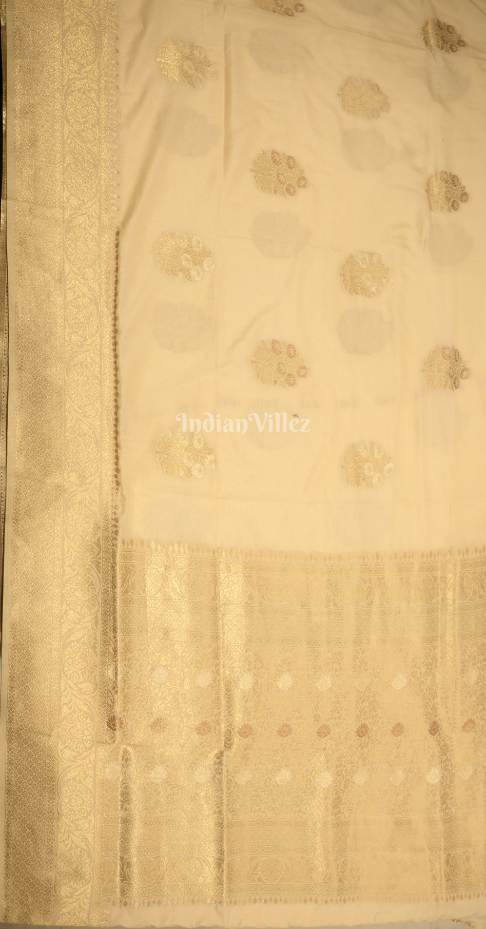 Off White Pure Khaddi Gergette Baarasi with Nylon Weaving Saree