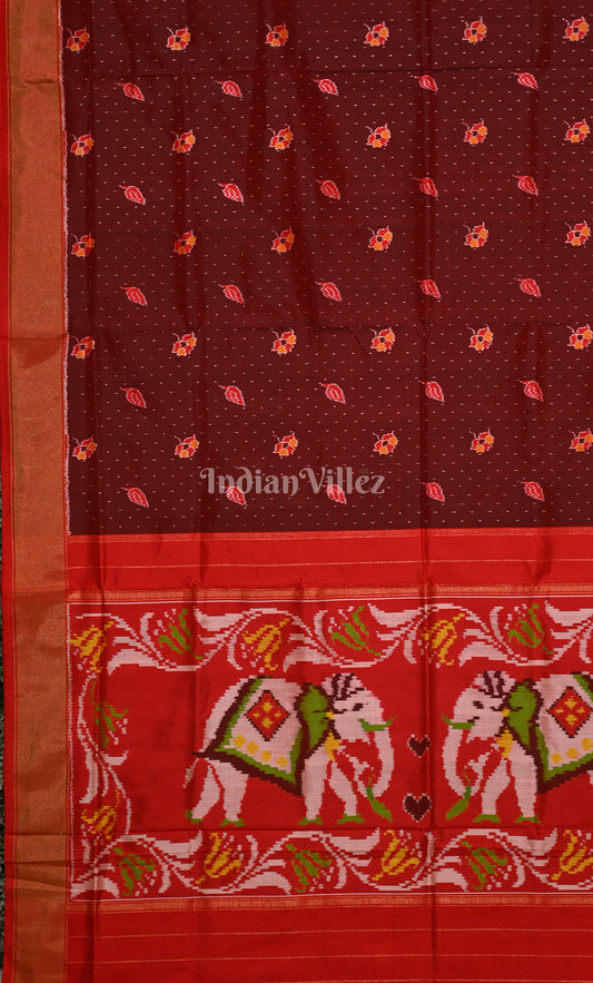 Maroon Red Pochampally Ikat Silk Saree