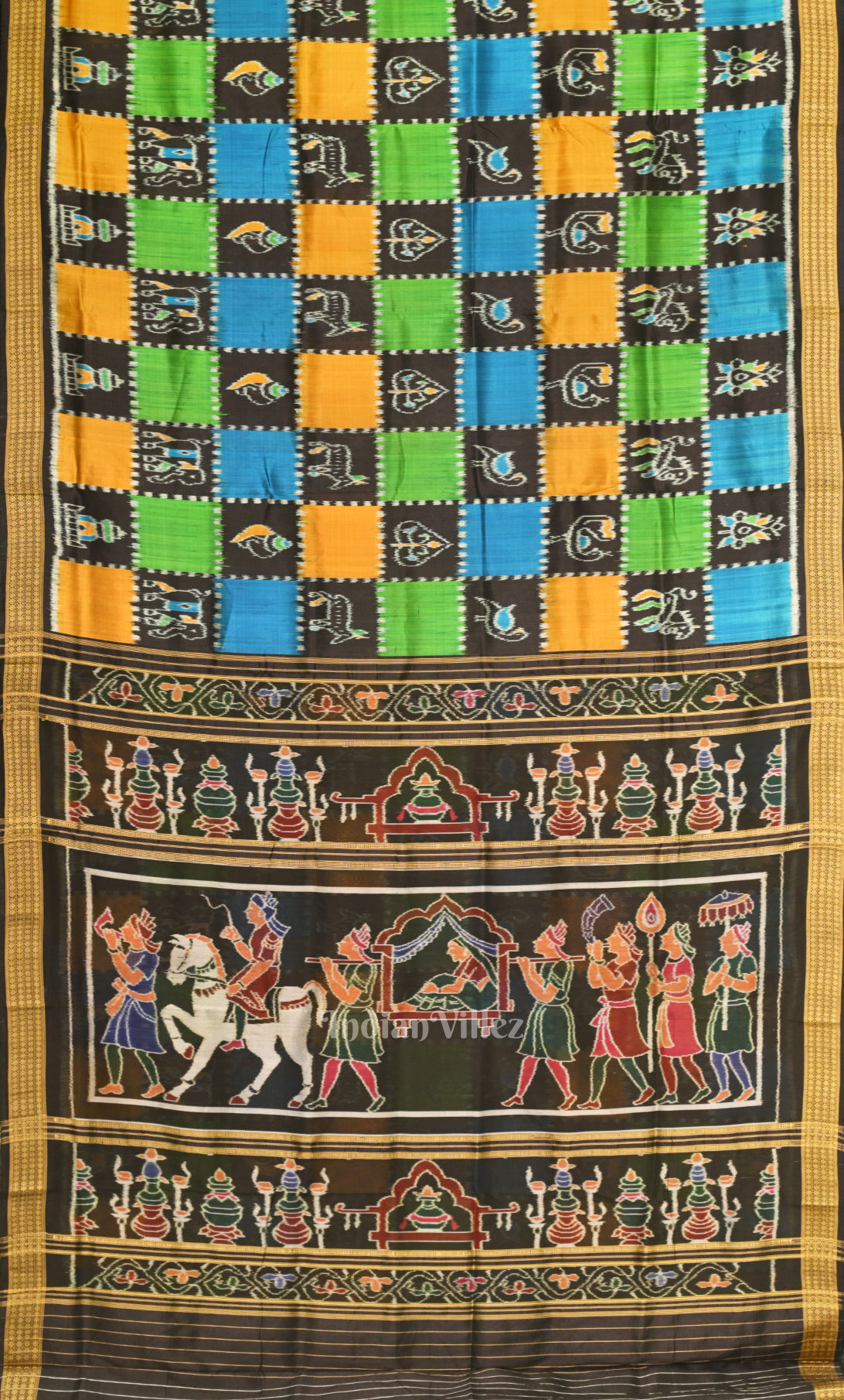 Multi Color Nabakothi Odisha Ikat  Khandua Silk Saree