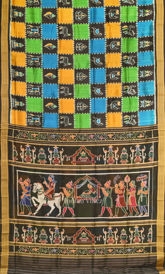 Multi Color Nabakothi Odisha Ikat  Khandua Silk Saree