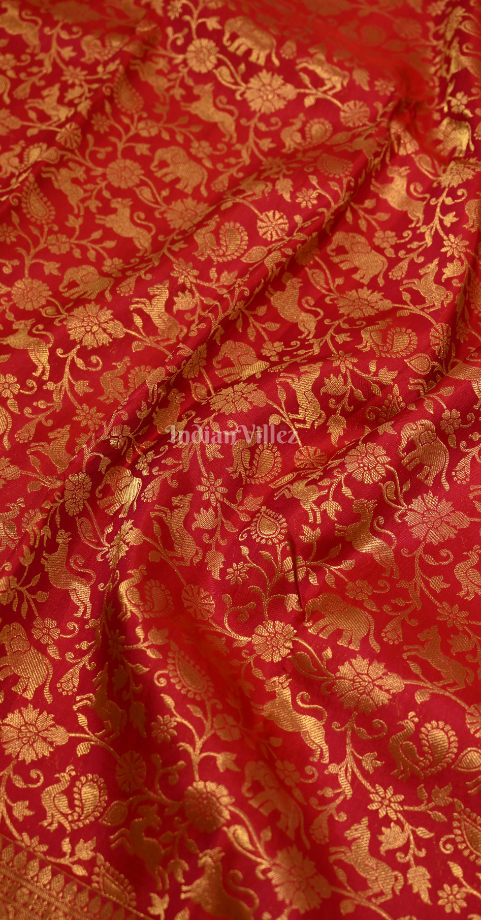 Exclusive Red Shikargah Brocade Pure Kanjivaram Silk Saree 