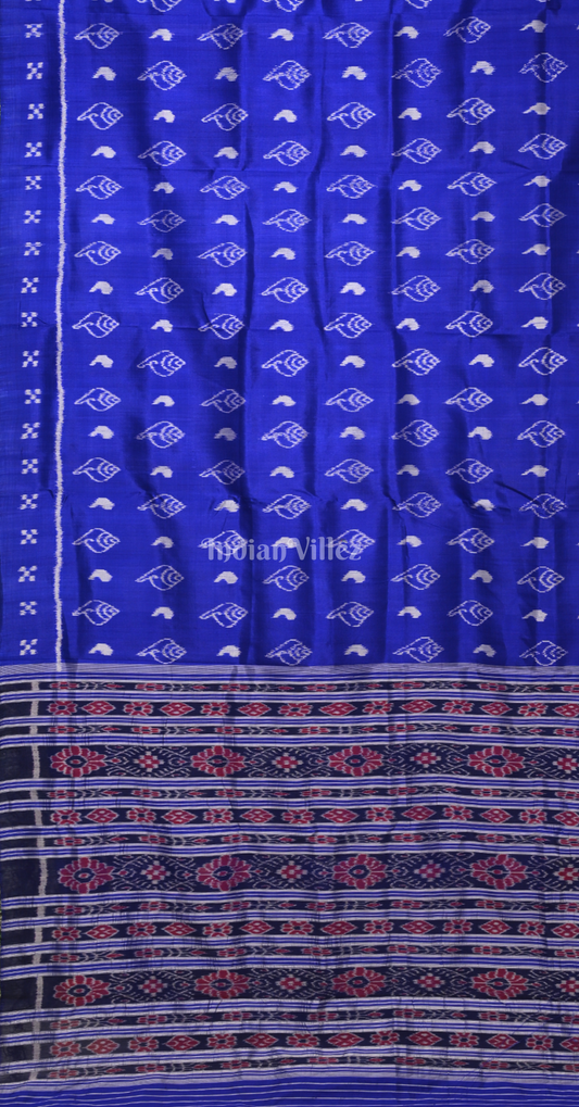 Blue Sankha Motif with Double Pasapali Border Contemporary Designer Silk Saree 