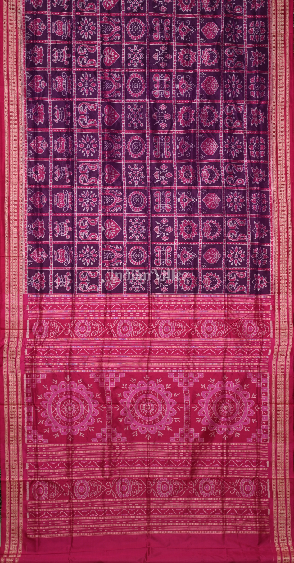 Purple Wine Nabakothi Odisha Ikat Sambalpuri Silk Saree 