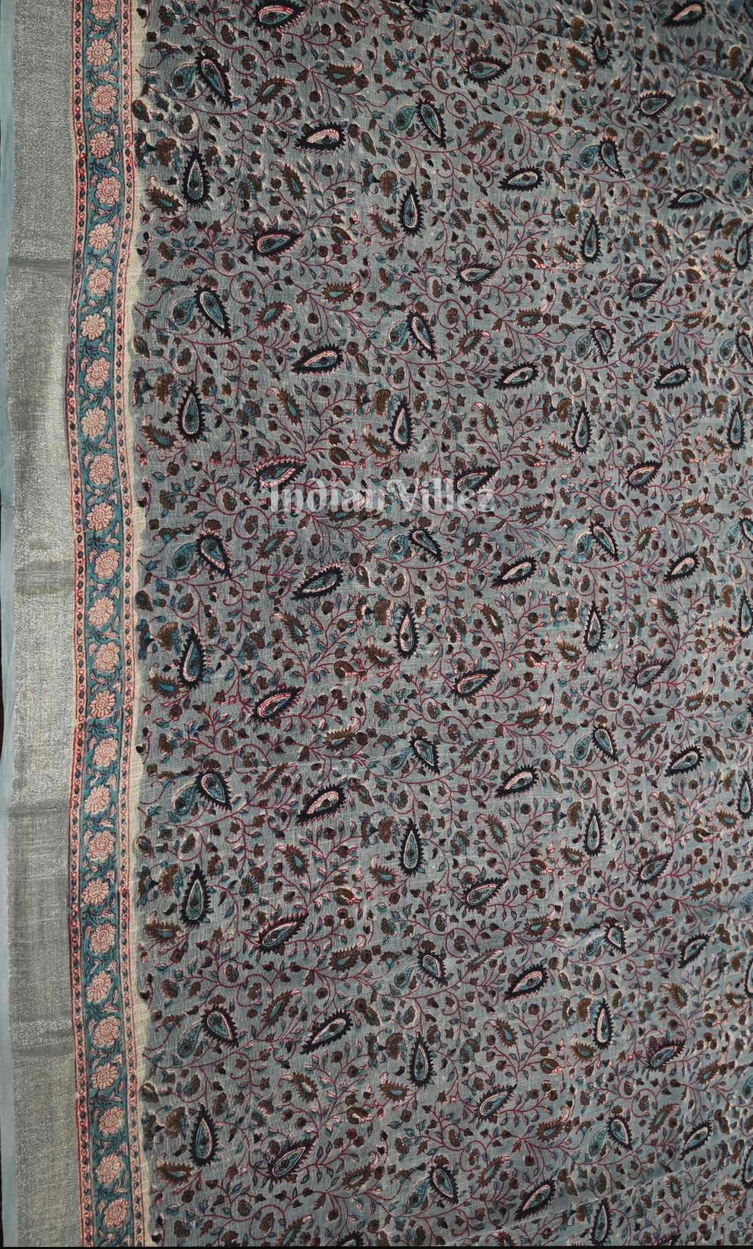 Light Blue White Sanganeri Block Printed Cotton Suit Sets