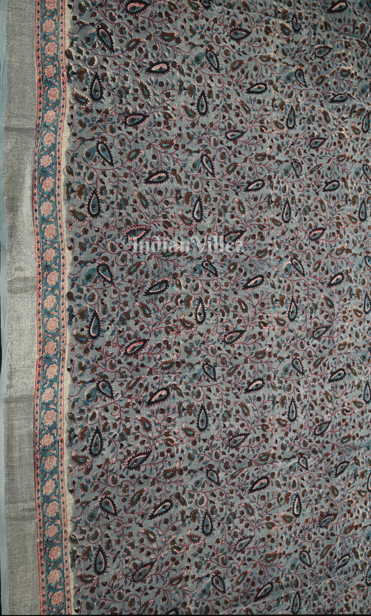 Light Blue White Sanganeri Block Printed Cotton Suit Sets