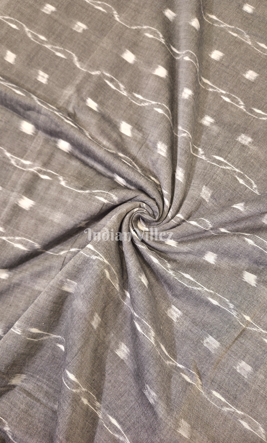 Grey Tipa Design Odisha Ikat Sambalpuri Cotton Fabric
