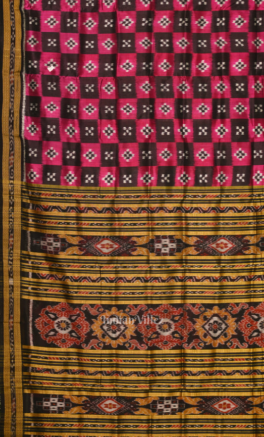 Black Purple Body Pasapali Odisha Ikat Khandua Silk Saree 