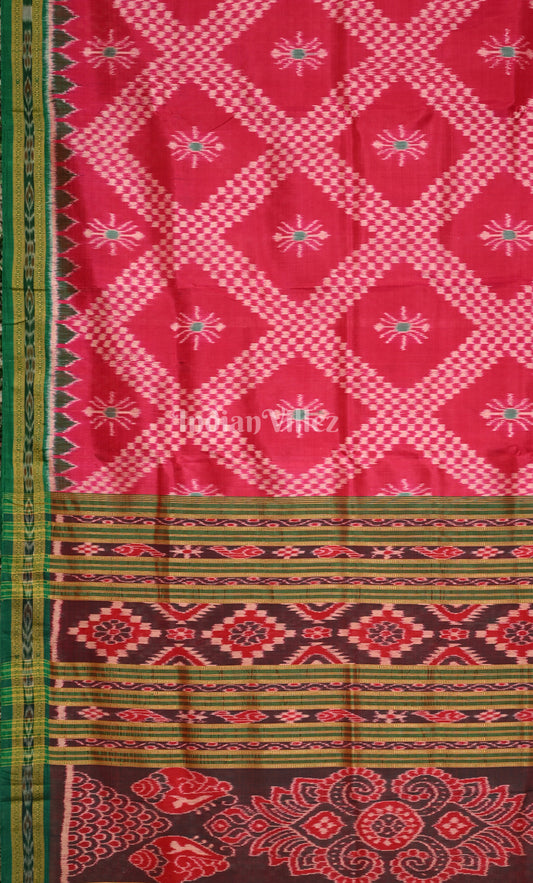 Red Green Tarabali Odisha Ikat Khandua Silk Saree 