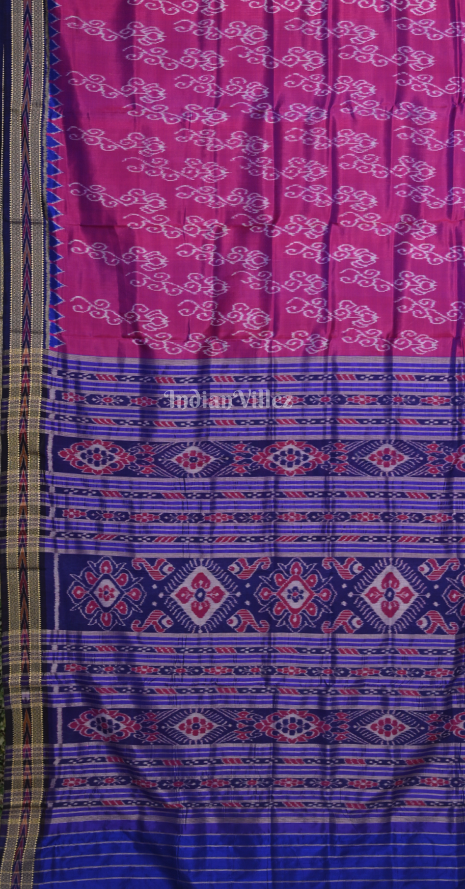 Purple Blue Odisha Ikat Khandua Silk Saree
