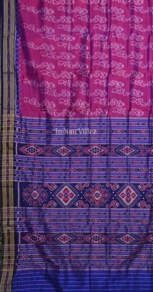 Purple Blue Odisha Ikat Khandua Silk Saree