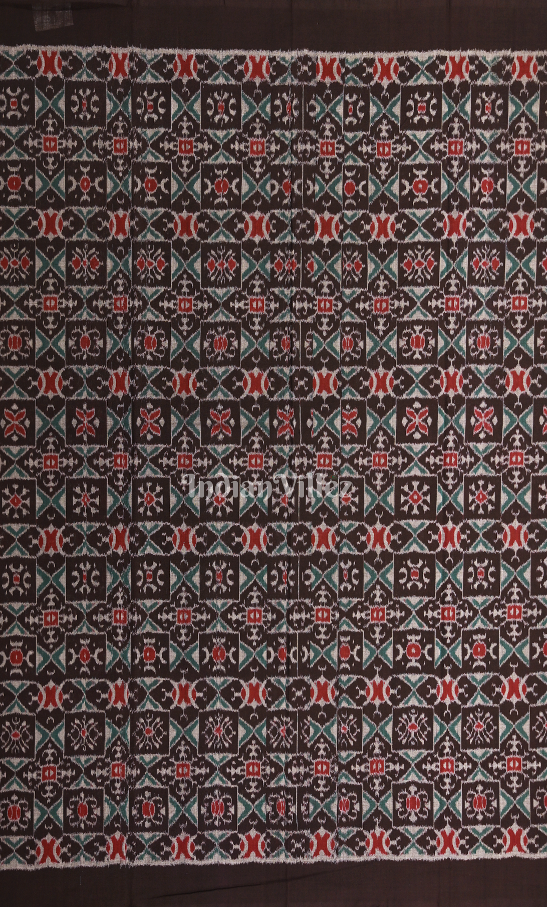 Coffee Green Odisha Ikat Sambalpuri Dress Set & Dupatta 