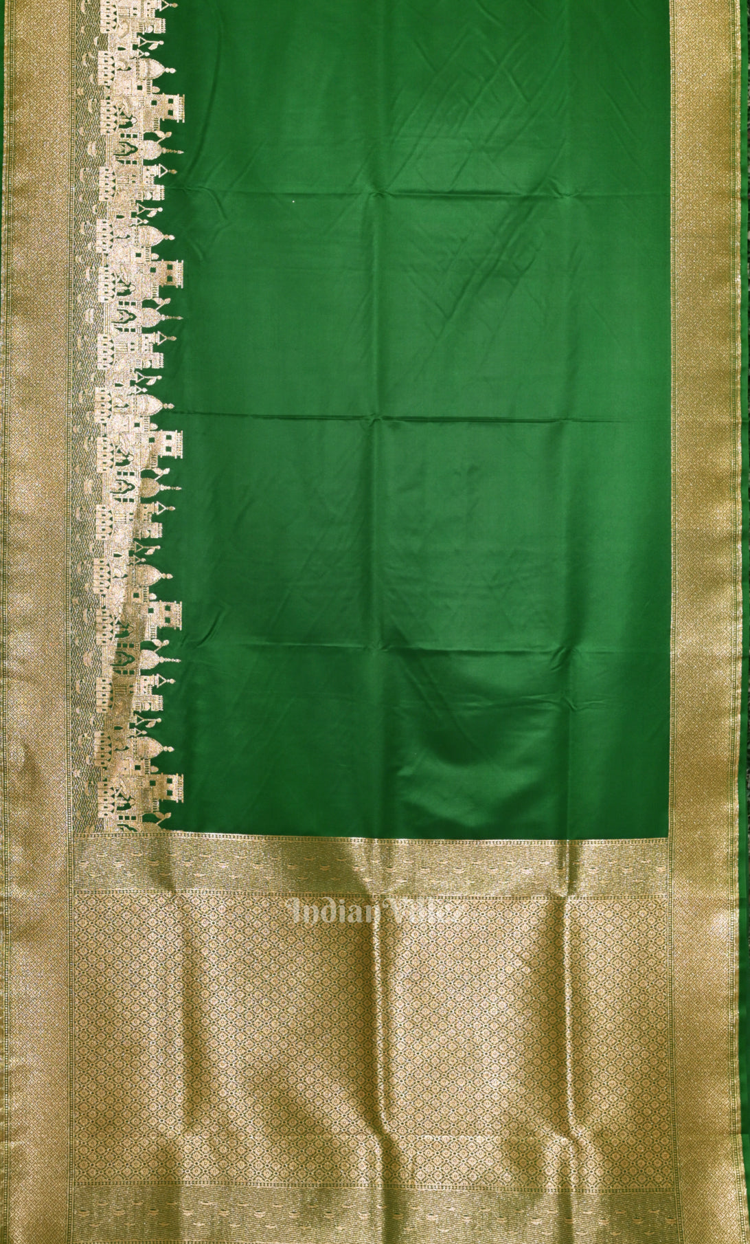 Green Handwoven Banarasi Katan Silk Saree with Kashi Ghat Weaves