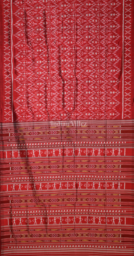 Maroon Tribal Theme Contemporary Designer Silk Saree with Pasapali Border