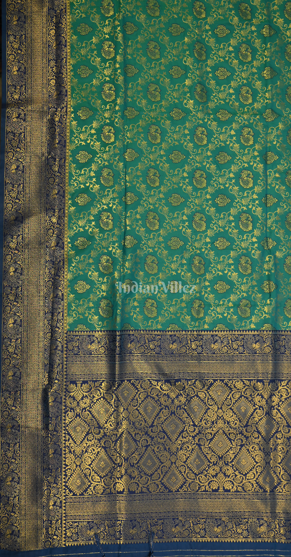 Rama Green Pure Chaap Weaving Silk Saree