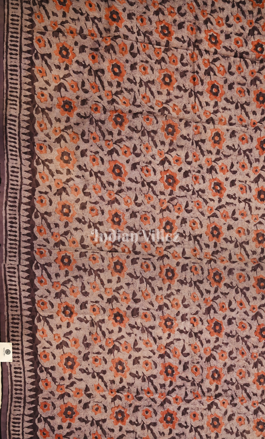Dusty Lavender Grey Block Printed Chanderi Silk Suit Sets