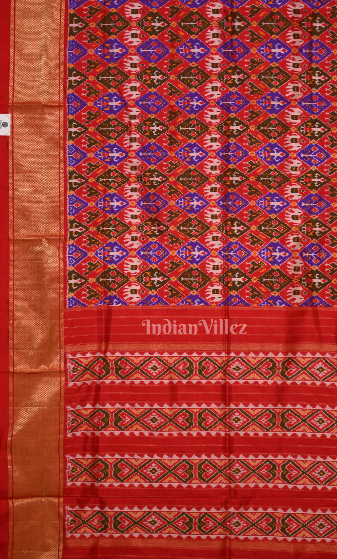  Dark Red Pochampally Ikat Silk Saree