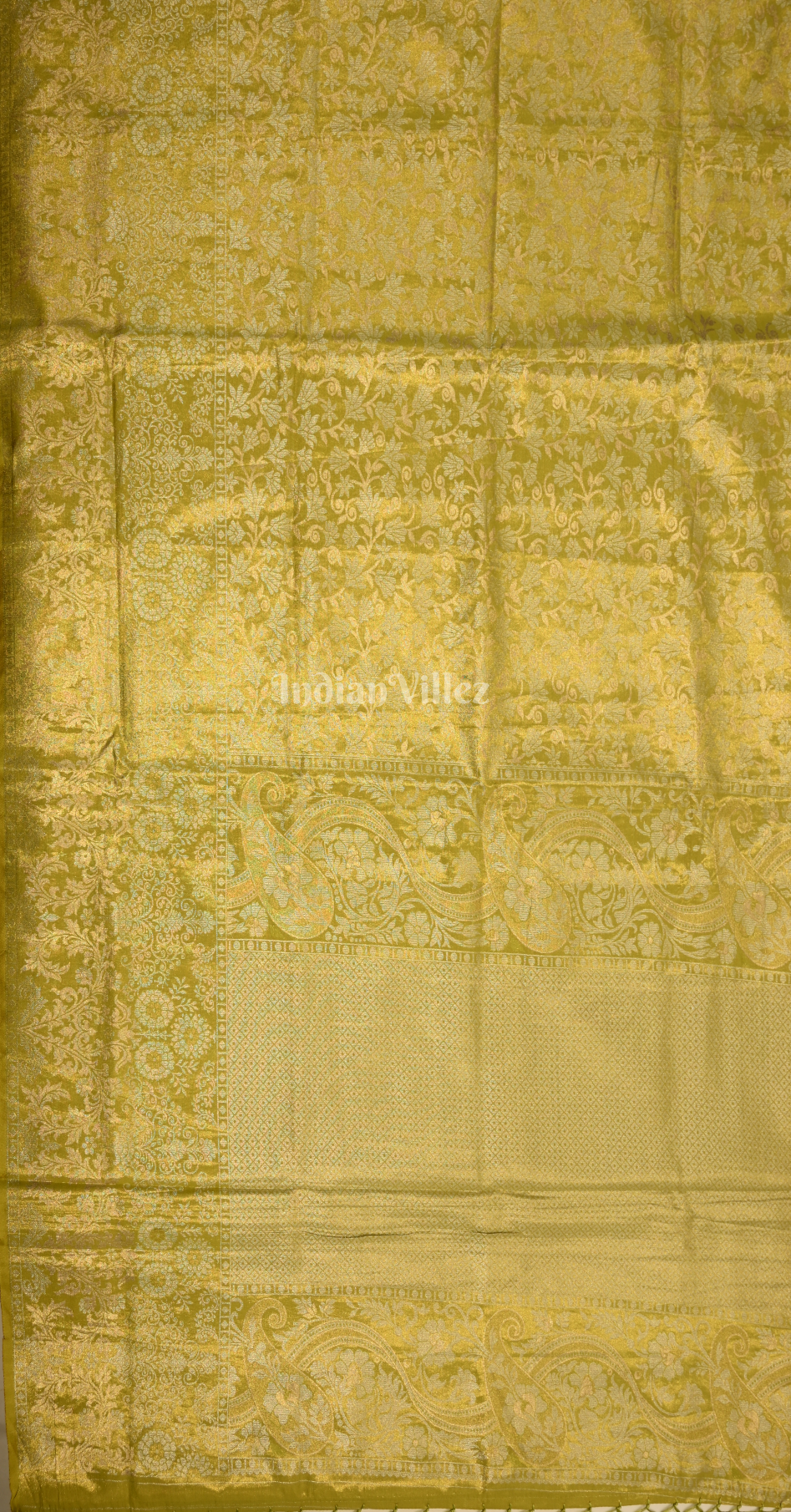 Mehendi Green Floral Zari Tissue Kanjivaram Silk Saree