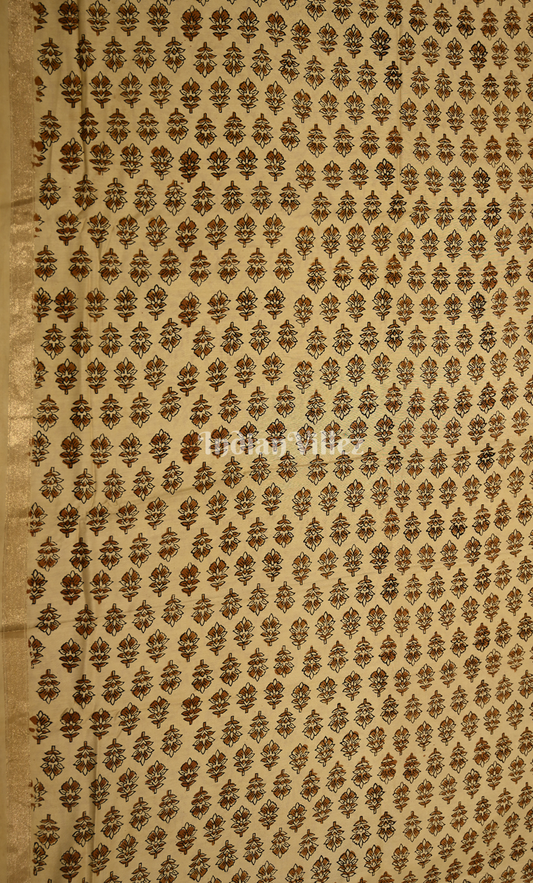 Beige Maroon Bagru Block Printed Cotton Suit Sets