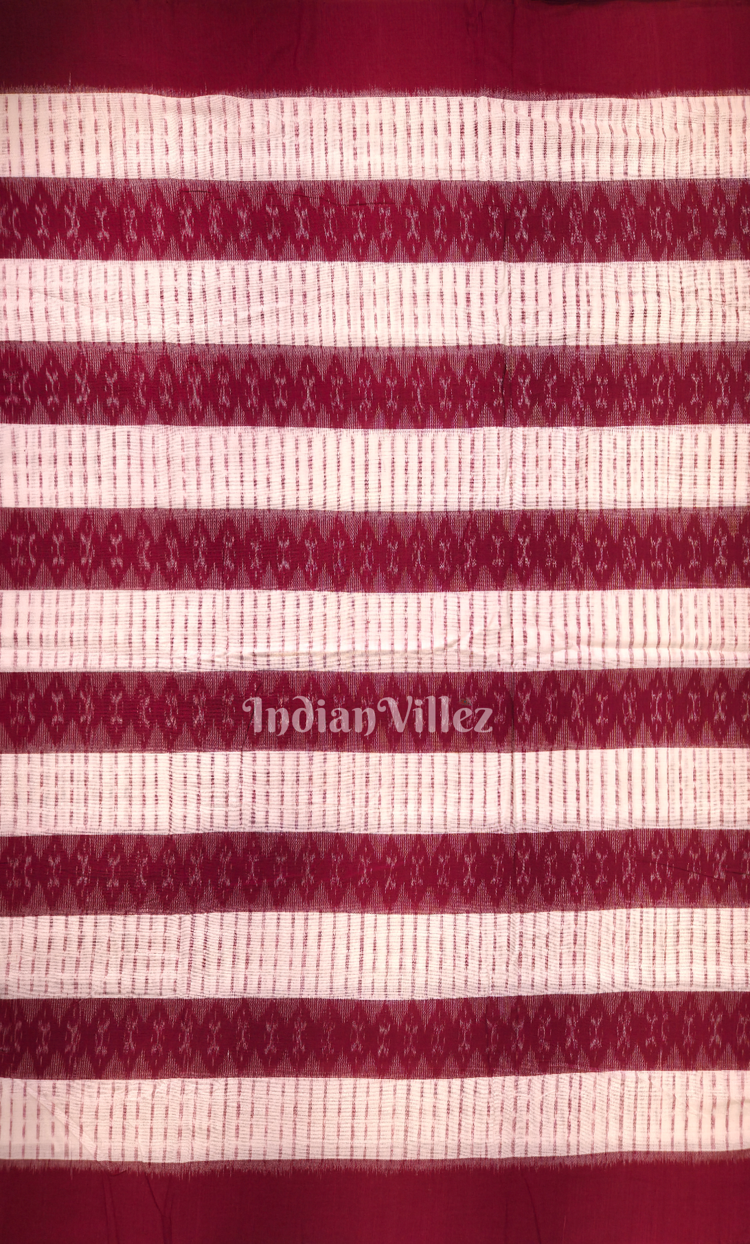 White Maroon Tribal Theme Odisha Ikat Sambalpuri Ikat Cotton Fabric