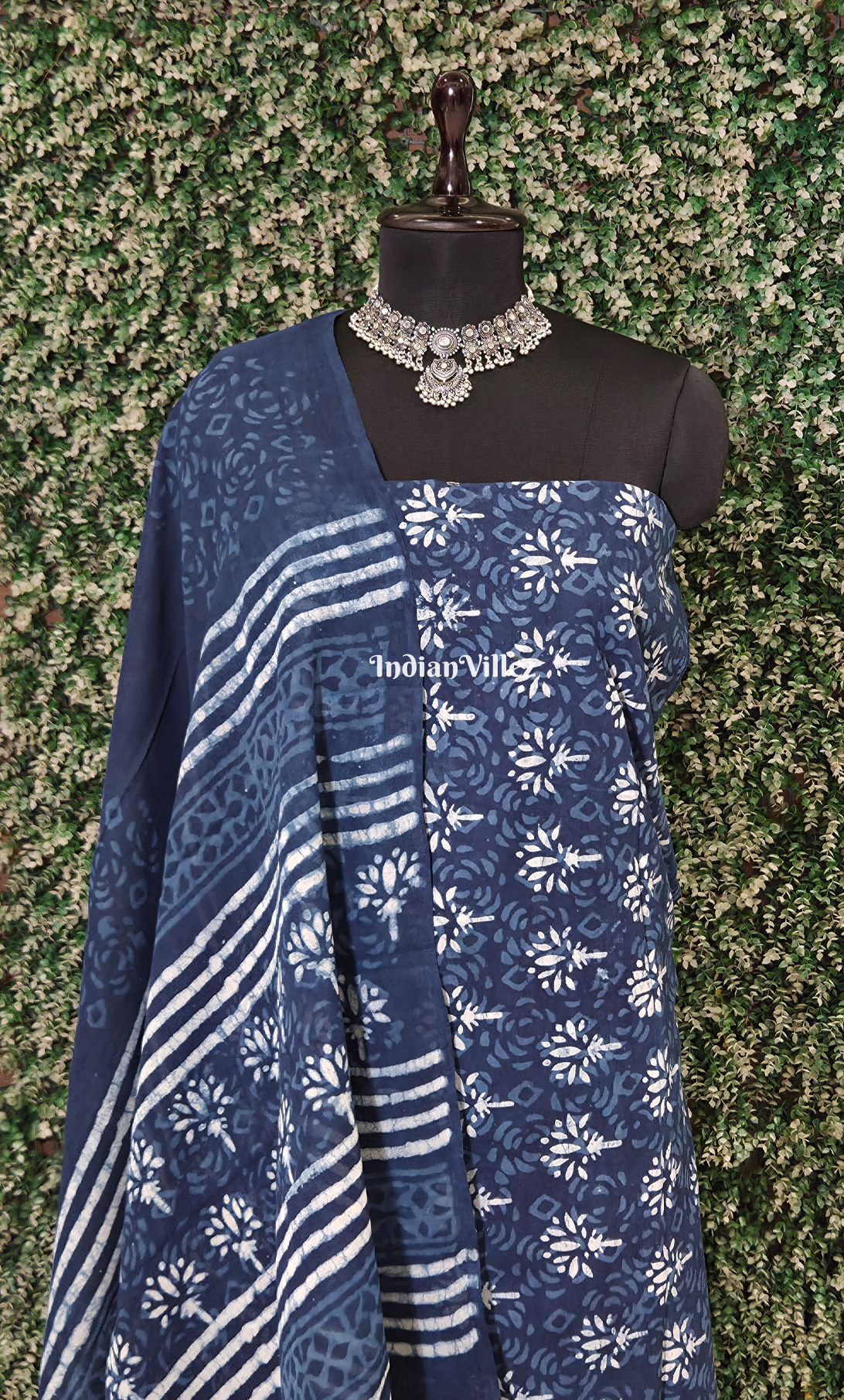 Indigo Blue Dabu Block Printed Cortton Suit Sets