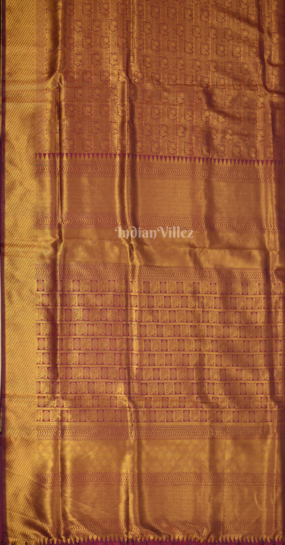 Purple Royal Jacquard Tissue Banarasi Self Weaving with all over body work